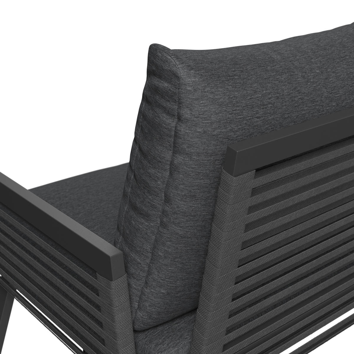 LOUNGEGARNITUR Aluminium  - Anthrazit/Schwarz, MODERN, Glas/Textil (125/74/74cm) - Ambia Garden