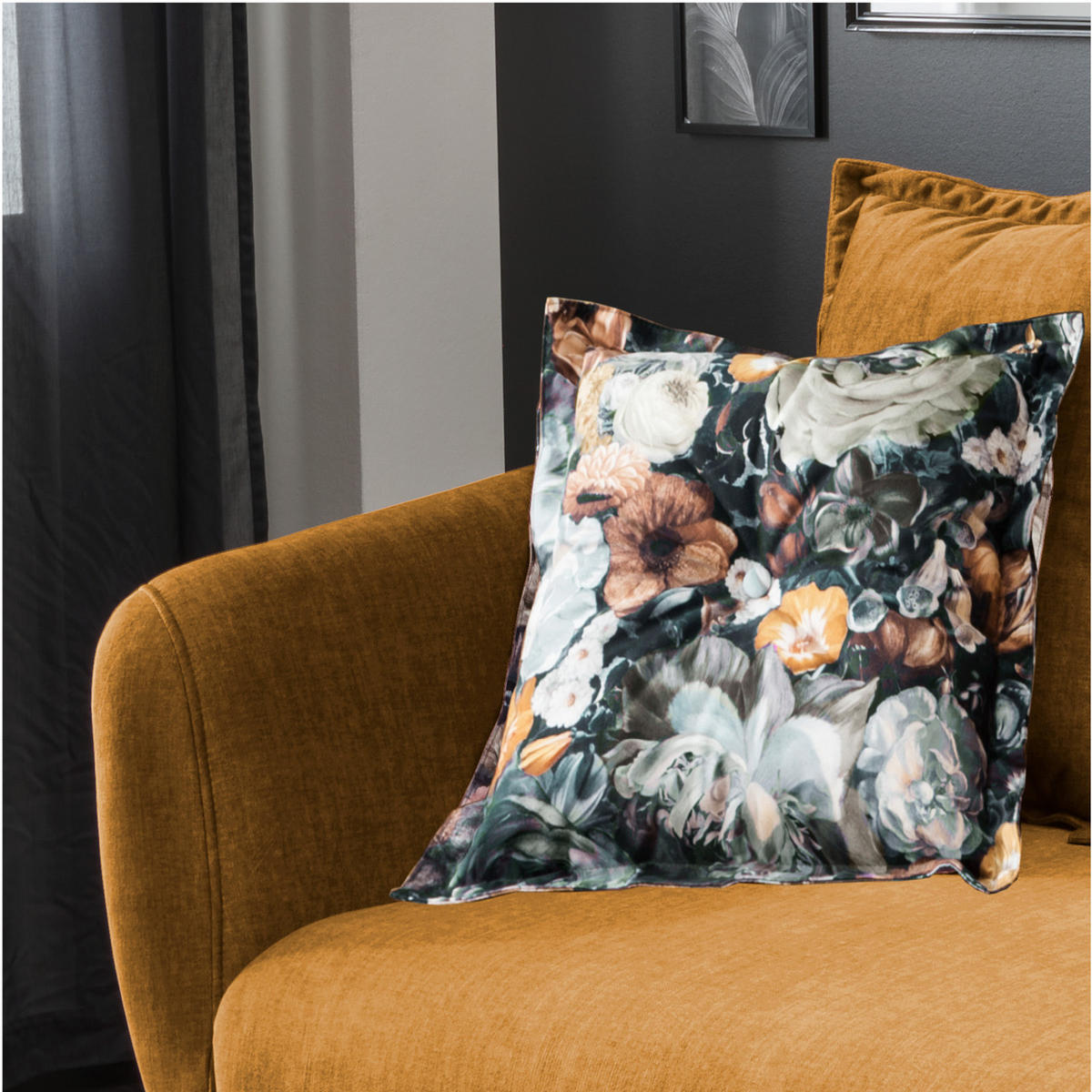 3-SITZER-SOFA in Velours Gelb, Multicolor  - Gelb/Buchefarben, Modern, Holz/Textil (236/94/103cm) - Livetastic