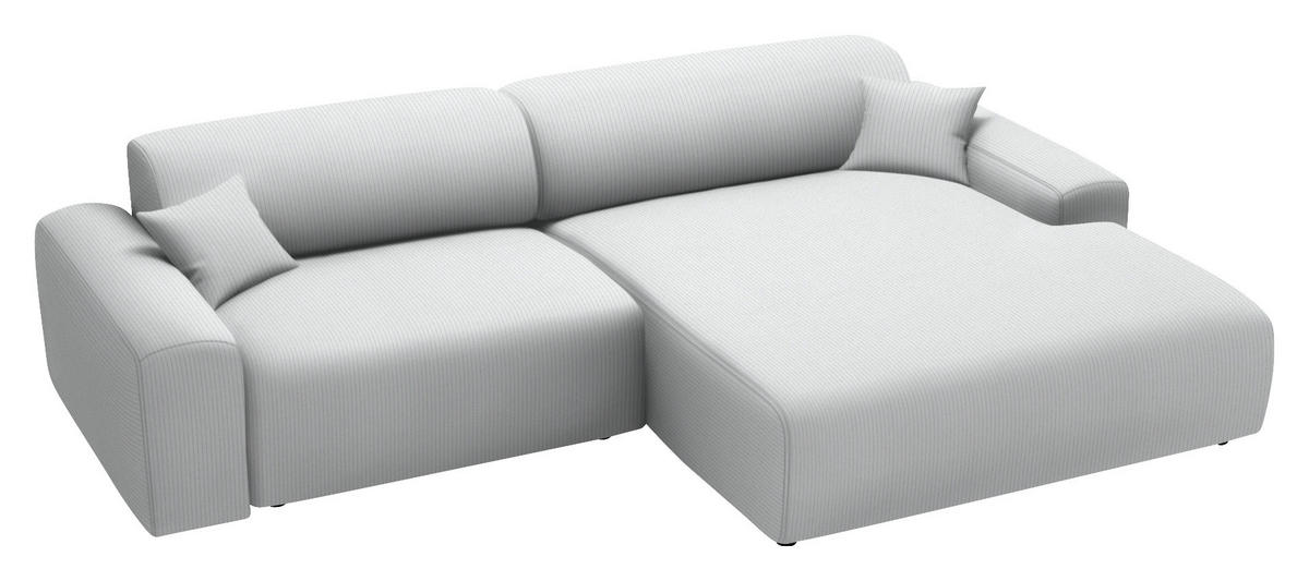 ECKSOFA in Velours, Feincord Silberfarben  292/178 cm  - Silberfarben/Schwarz, Design, Kunststoff/Textil (292/178cm) - home24