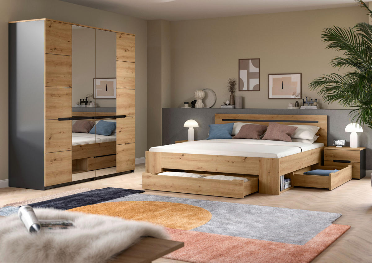 SCHLAFZIMMER Grau, Eiche Artisan  - Eiche Artisan/Grau, MODERN, Holzwerkstoff - MID.YOU