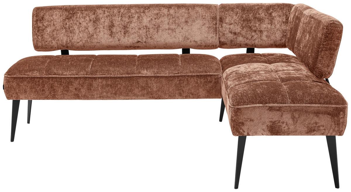 ECKBANK 212/162 cm Webstoff Terracotta Metall   - Terracotta/Schwarz, MODERN, Textil/Metall (212/162cm) - Welnova