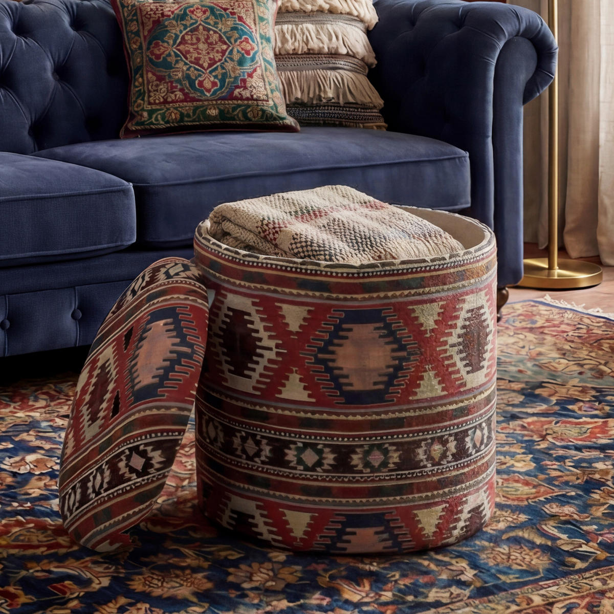 HOCKER Textil Multicolor  - Multicolor, Design, Textil (40/45/40cm) - Livetastic