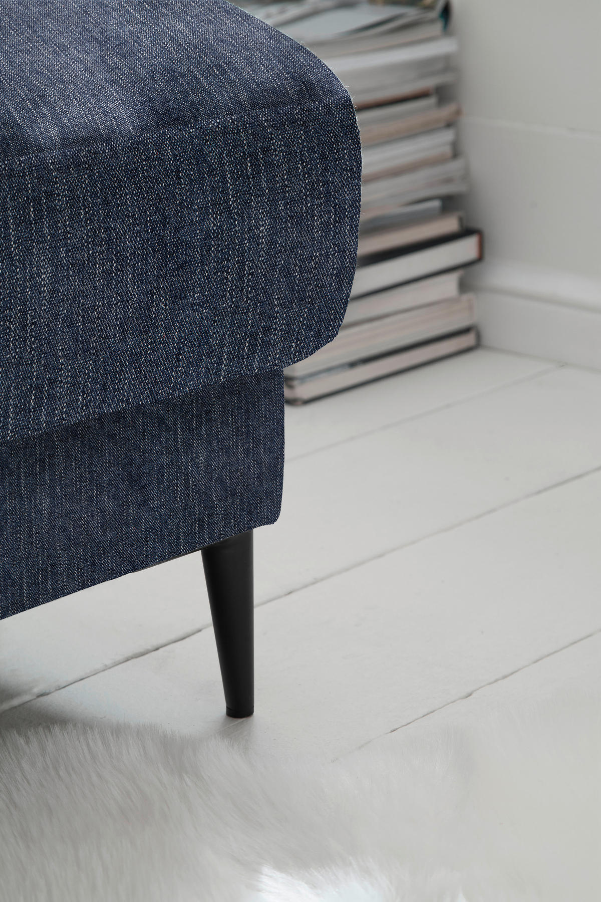 SEDEŽNA GARNITURA, gladka tkanina temno modra  - črna/temno modra, Design, kovina/tekstil (296/207cm) - Pure Home Lifestyle