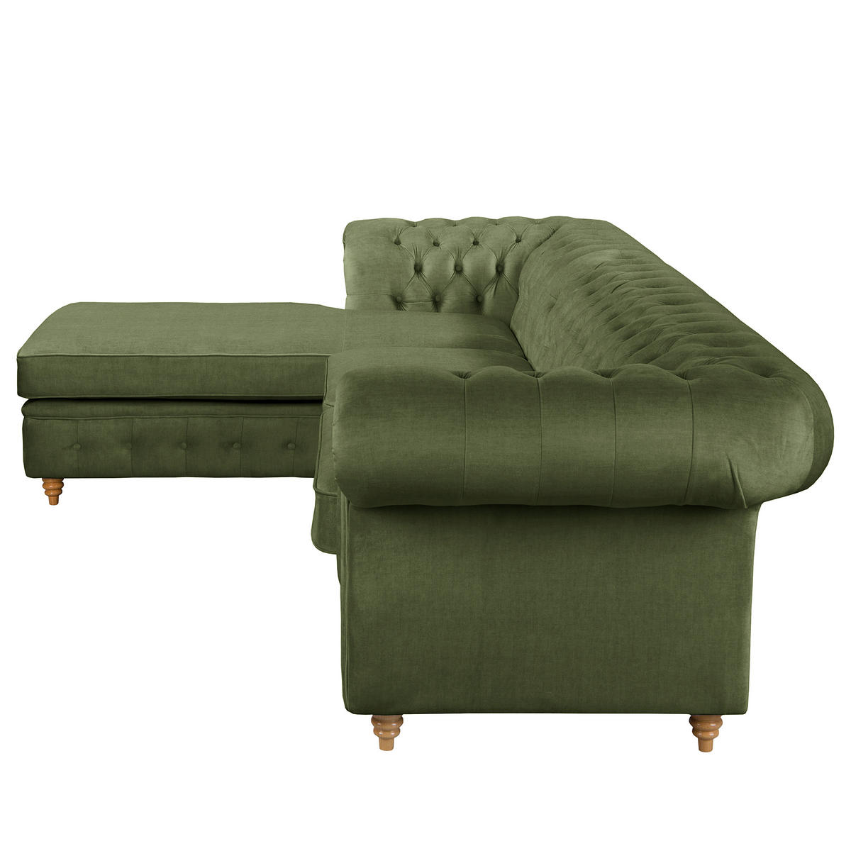 ECKSOFA Mikrofaser Dunkelgrün  - Dunkelgrün/Braun, Design, Holz/Textil (182/284cm) - P & B