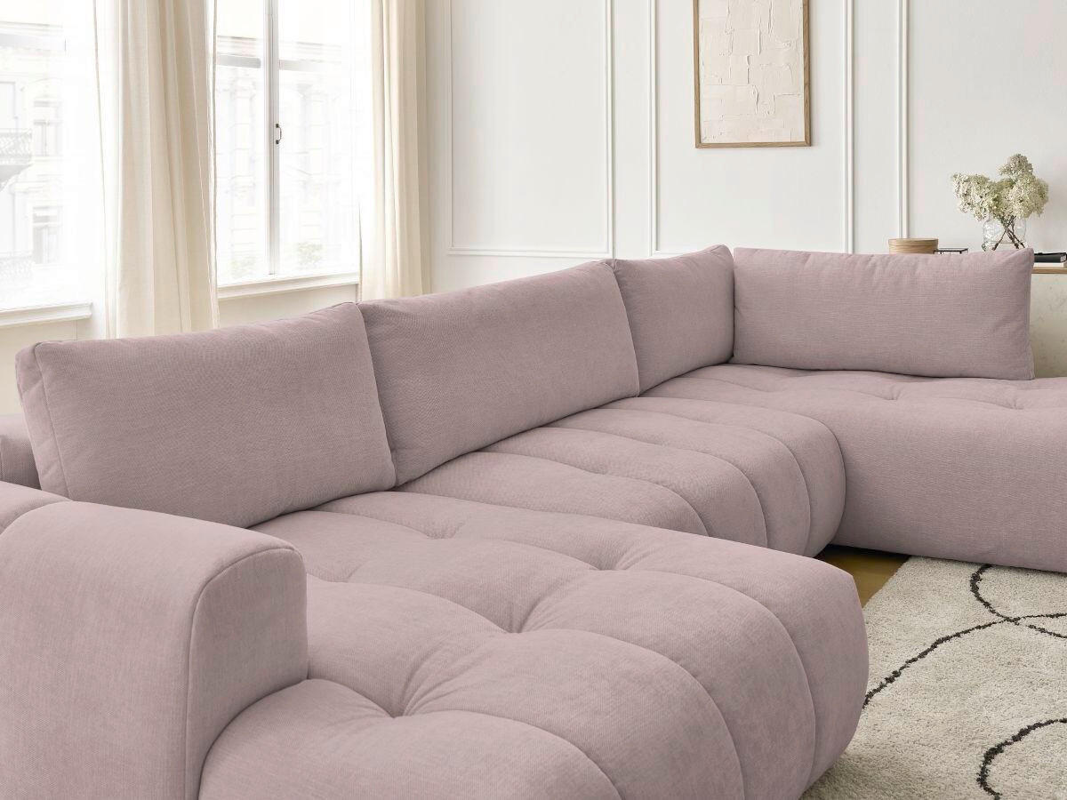 WOHNLANDSCHAFT  FUJI  Pink Leinenoptik  - Pink/Schwarz, MODERN, Kunststoff/Textil (160/377/204cm)