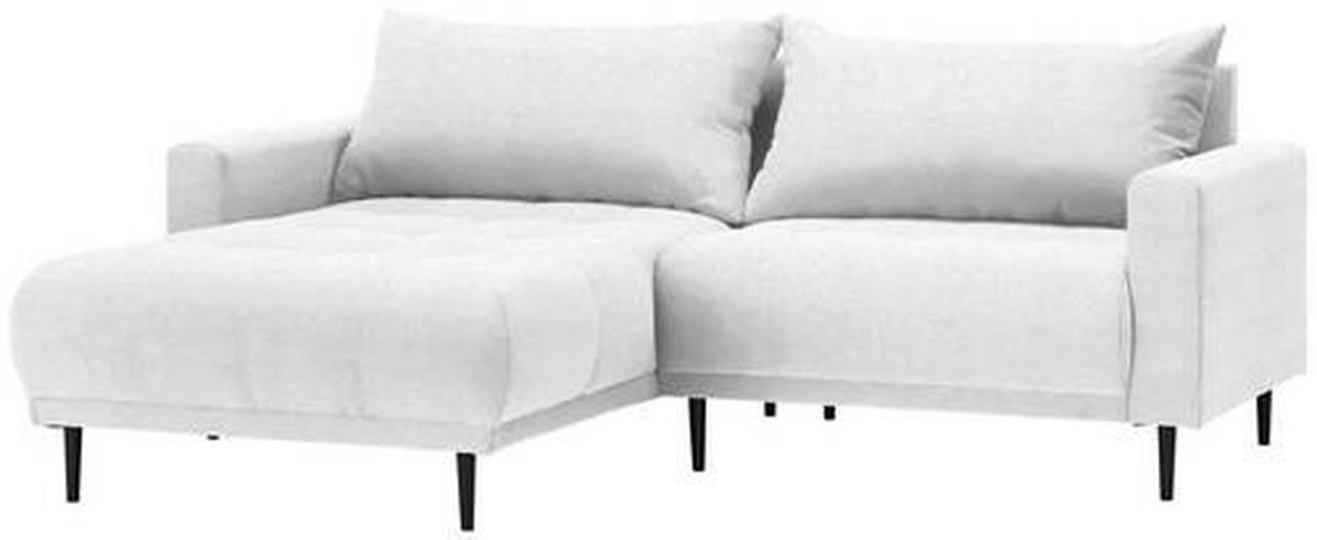 ECKSOFA in Flachgewebe Weiss  - Weiss/Schwarz, Design, Holz/Textil (215/160cm) - Stylife