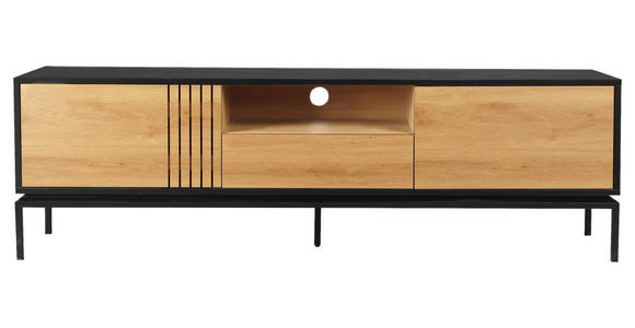 LOWBOARD  in 180/55/40 cm  - Schwarz/Naturfarben, Design, Holzwerkstoff (180/55/40cm) - Xora