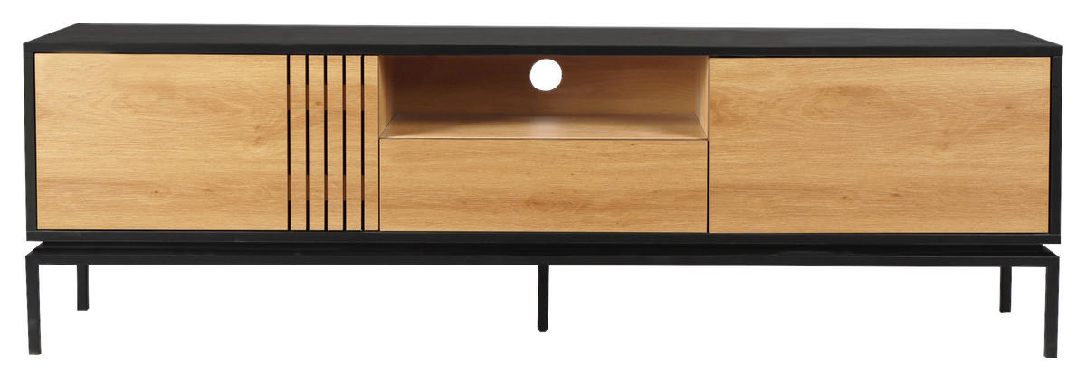TV-SZEKRÉNY 180/55/40 cm  - fekete/natúr, Design, faalapú anyag (180/55/40cm) - Xora