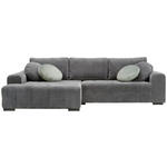 ECKSOFA in Flachgewebe Dunkelgrau  - Dunkelgrau/Salbeigrün, Design, Textil/Metall (192/300cm) - Hom`in