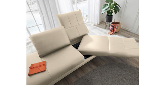 RÉCAMIERE in Echtleder Creme - Chromfarben/Creme, Design, Leder/Metall (209/85-109/95-16cm) - Dieter Knoll