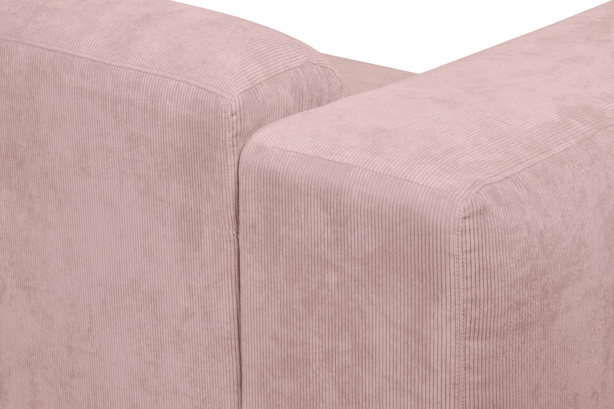 ECKSOFA HANNAH Rosa Cord  - Schwarz/Rosa, Design, Kunststoff/Textil (343/170cm) - MID.YOU