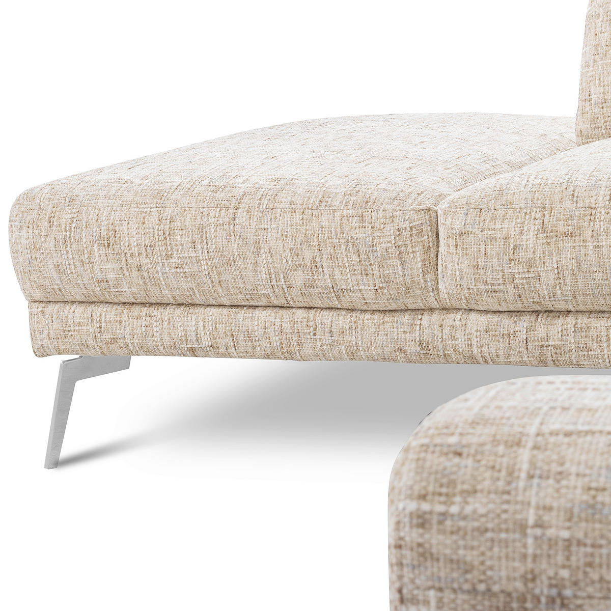 ECKSOFA  Webstoff Beige  - Chromfarben/Beige, Design, Textil/Metall (250/273cm) - Livetastic