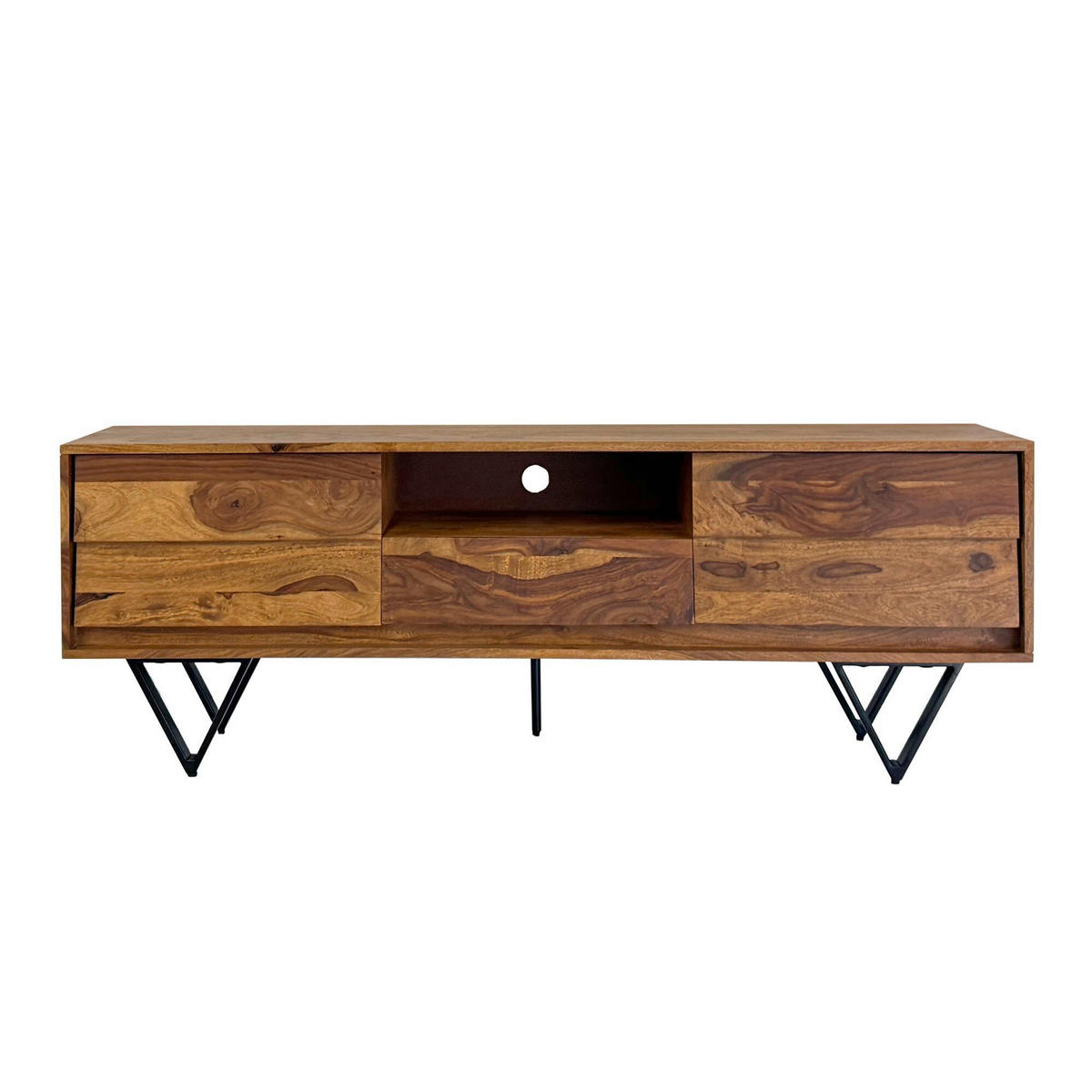 NIZKA OMARICA barve indijskega rožnega lesa  - črna/barve indijskega rožnega lesa, Natur, kovina/les (160/56/35cm) - Livetastic