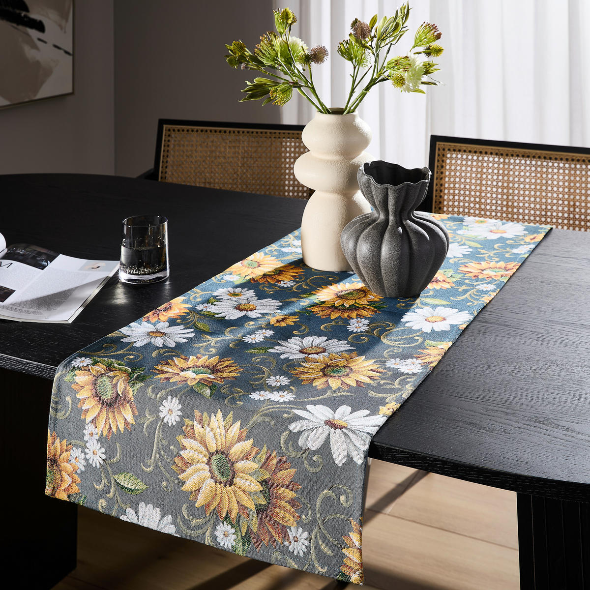 TISCHLÄUFER SONNENBLUME 43/140 cm  - Multicolor, KONVENTIONELL, Textil (43/140cm) - Esposa