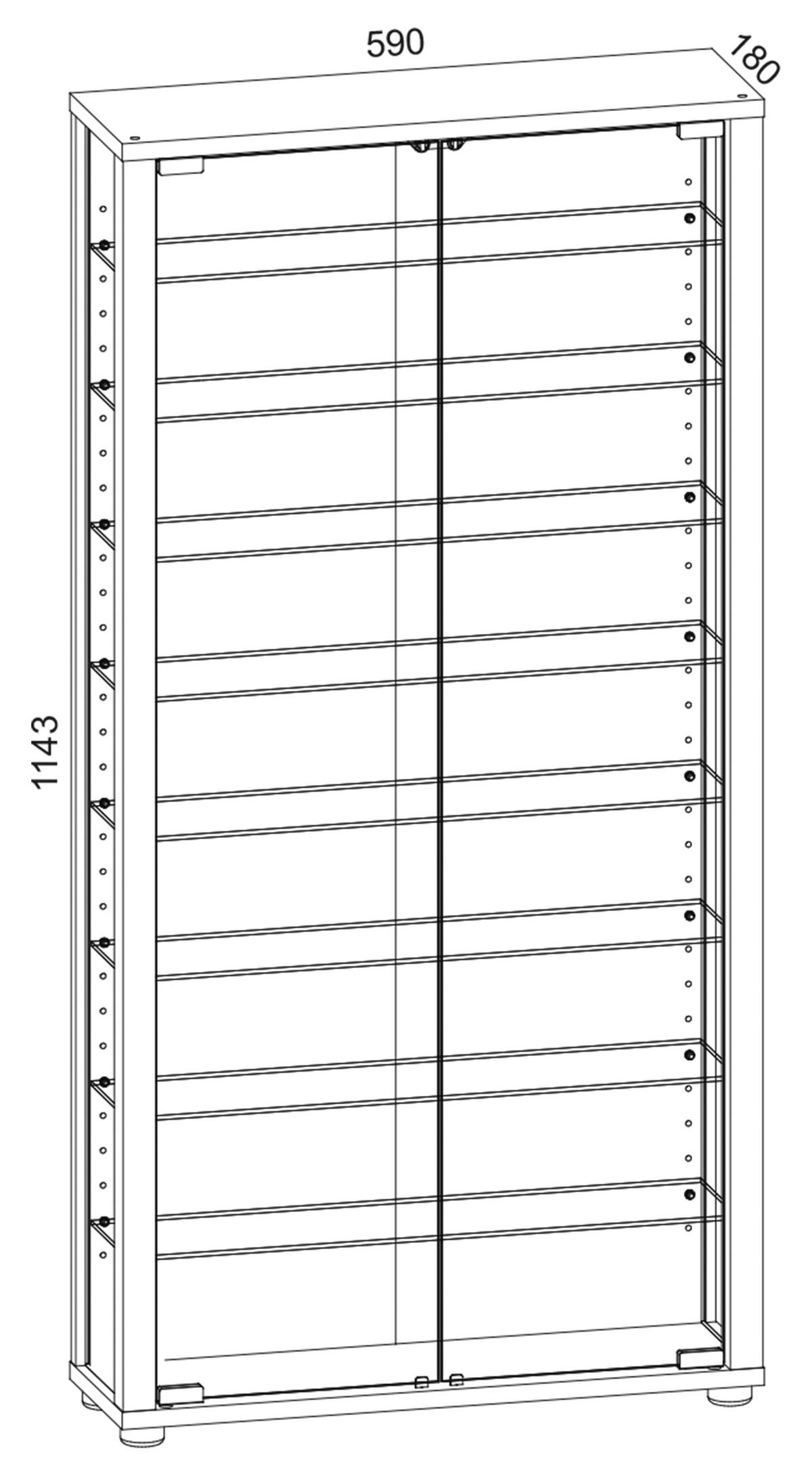 VITRINE  in Nussbaumfarben - Nussbaumfarben/Schwarz, Design, Glas/Holzwerkstoff (59/114/18cm) - MID.YOU
