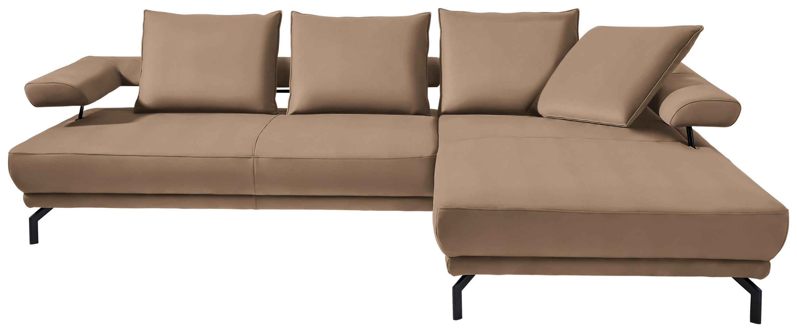 ECKSOFA in Mikrofaser Beige  - Beige/Schwarz, Design, Textil/Metall (305/224cm) - Dieter Knoll