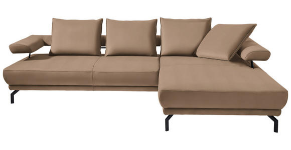 ECKSOFA in Mikrofaser Beige  - Beige/Schwarz, Design, Textil/Metall (305/224cm) - Dieter Knoll