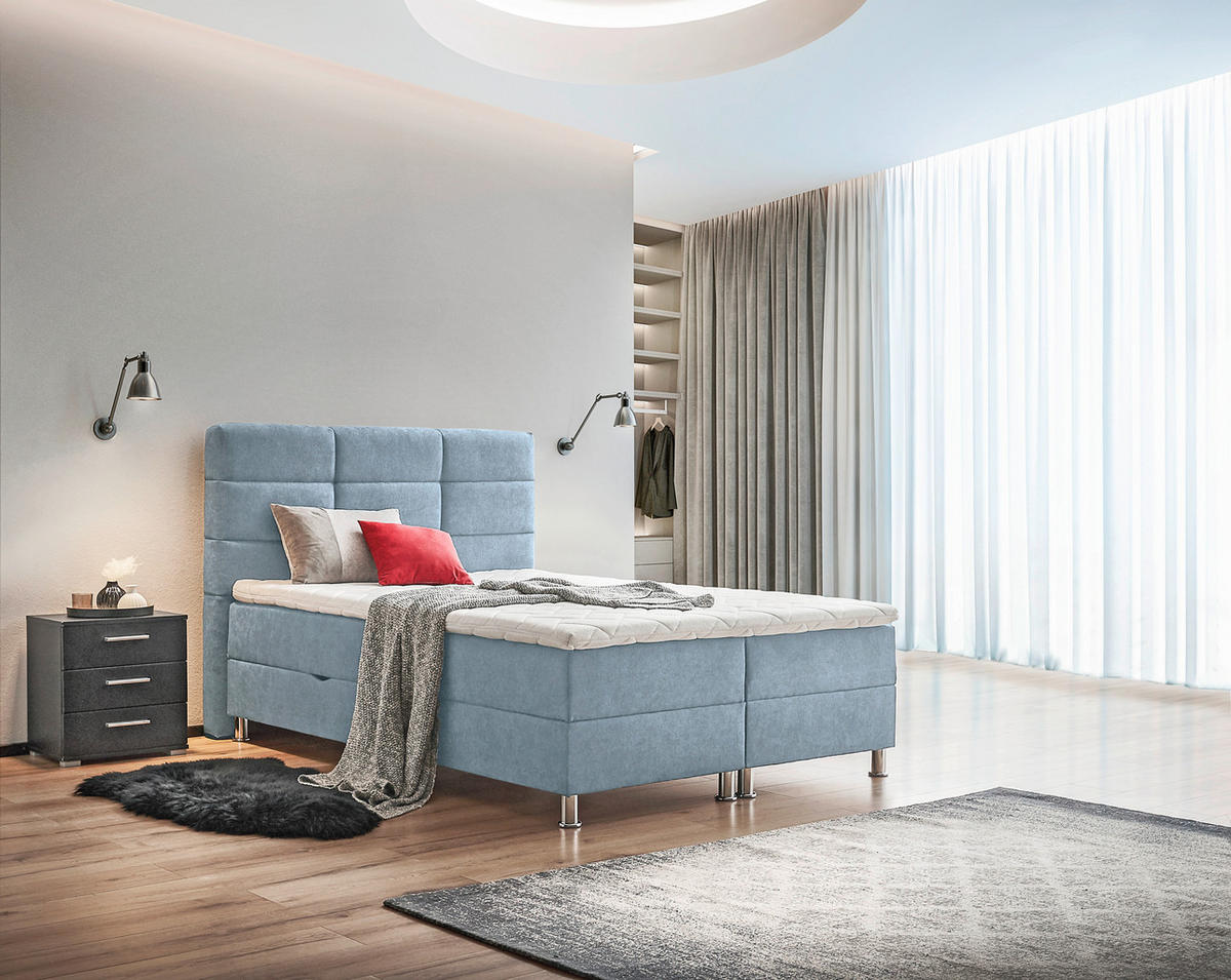 BOXBETT 140/200 cm  in Türkis  - Türkis/Chromfarben, KONVENTIONELL, Textil/Metall (140/200cm) - Carryhome