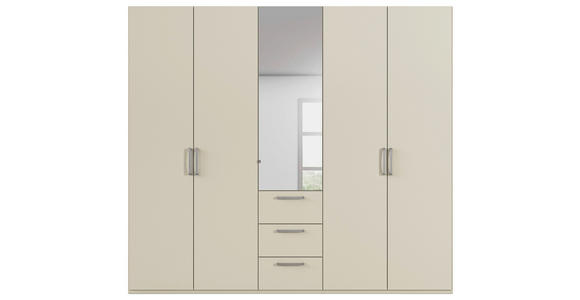 DREHTÜRENSCHRANK 251/235/61 cm,  in Champagner, 5-türig  - Chromfarben/Edelstahlfarben, Basics, Glas/Holzwerkstoff (251/235/61cm) - Novel