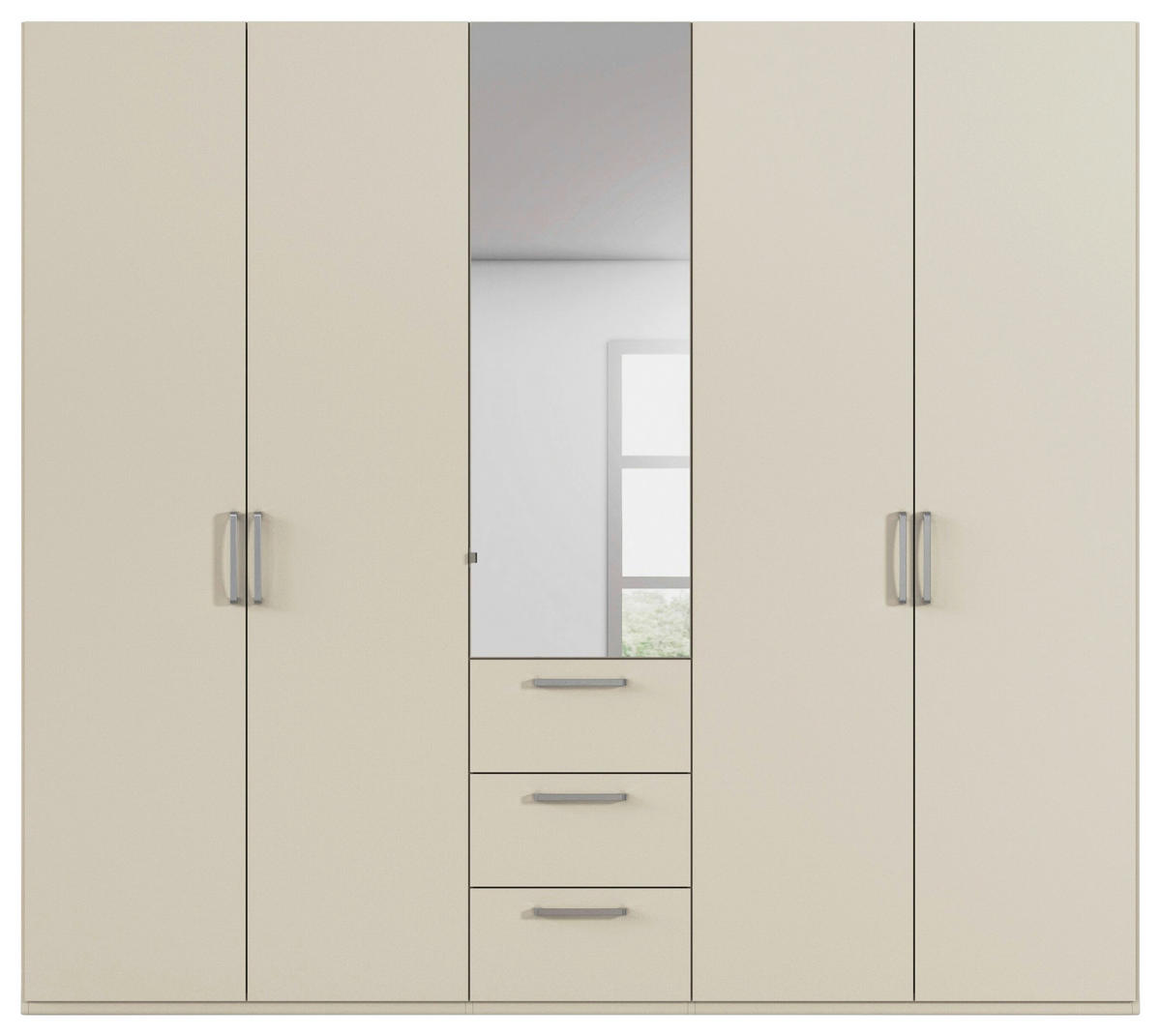 DREHTÜRENSCHRANK 251/235/61 cm,  in Champagner, 5-türig  - Chromfarben/Edelstahlfarben, Basics, Glas/Holzwerkstoff (251/235/61cm) - Novel