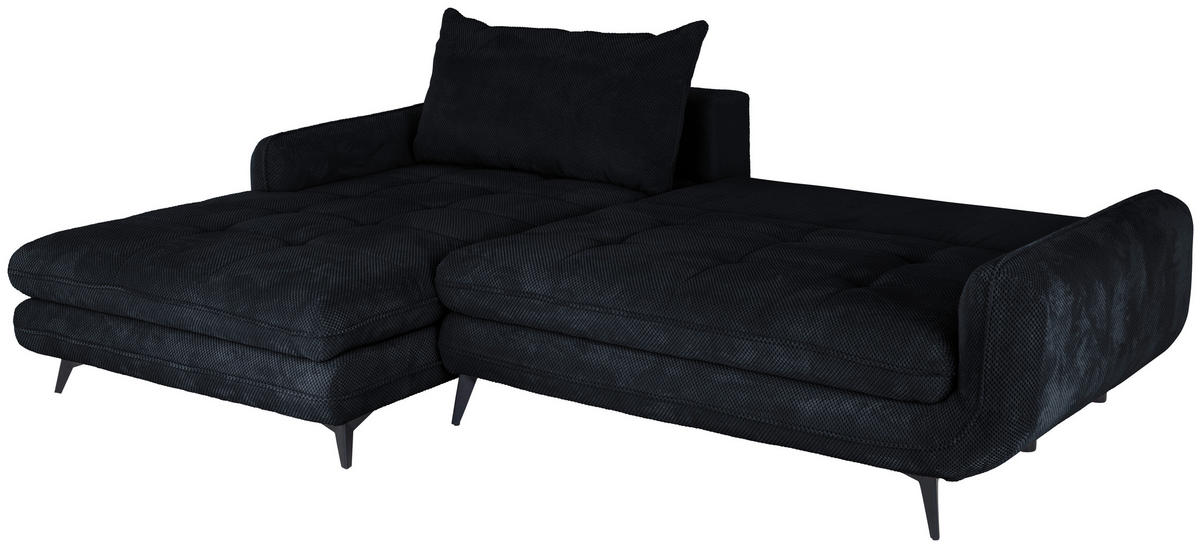 ECKSOFA WAVE Schwarz Struktur  - Beige/Schwarz, MODERN, Textil/Metall (189/266cm) - MID.YOU