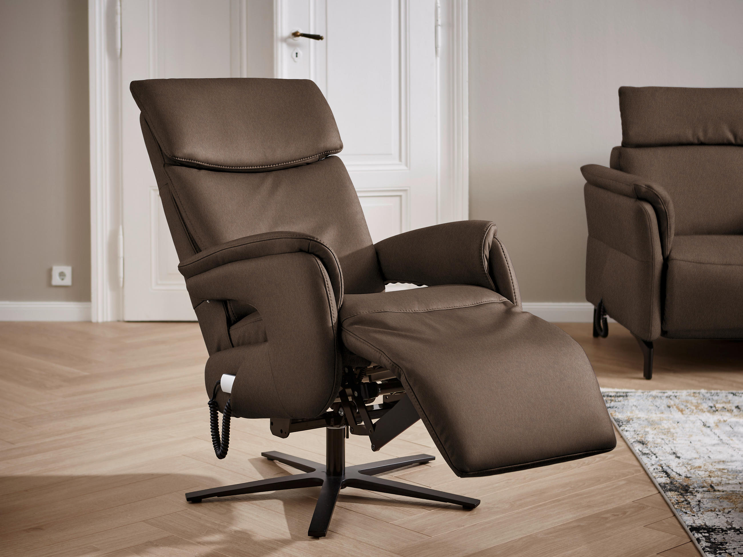 RELAXSESSEL in Leder Braun  - Schwarz/Braun, Design, Leder/Metall (70/117/85cm) - Dieter Knoll