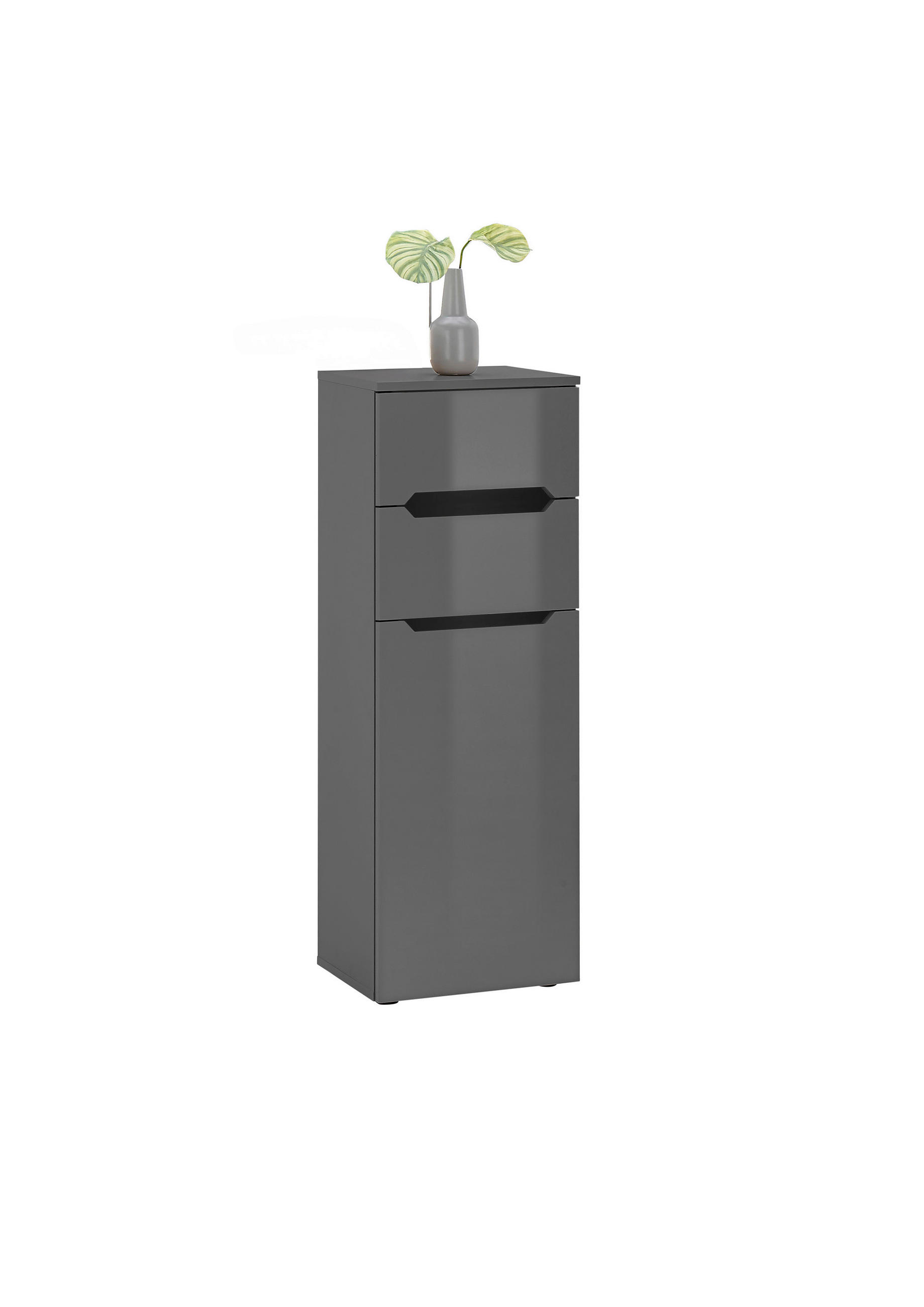 home24 Midischrank Ibiza Anthrazit, Schwarz, Anthrazit Hochglanz 40x110x30 cm