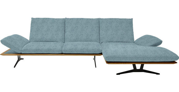 ECKSOFA in Flachgewebe Hellblau 314/159 cm - Schwarz/Hellblau, Design, Holz/Textil (314/159cm) - Dieter Knoll
