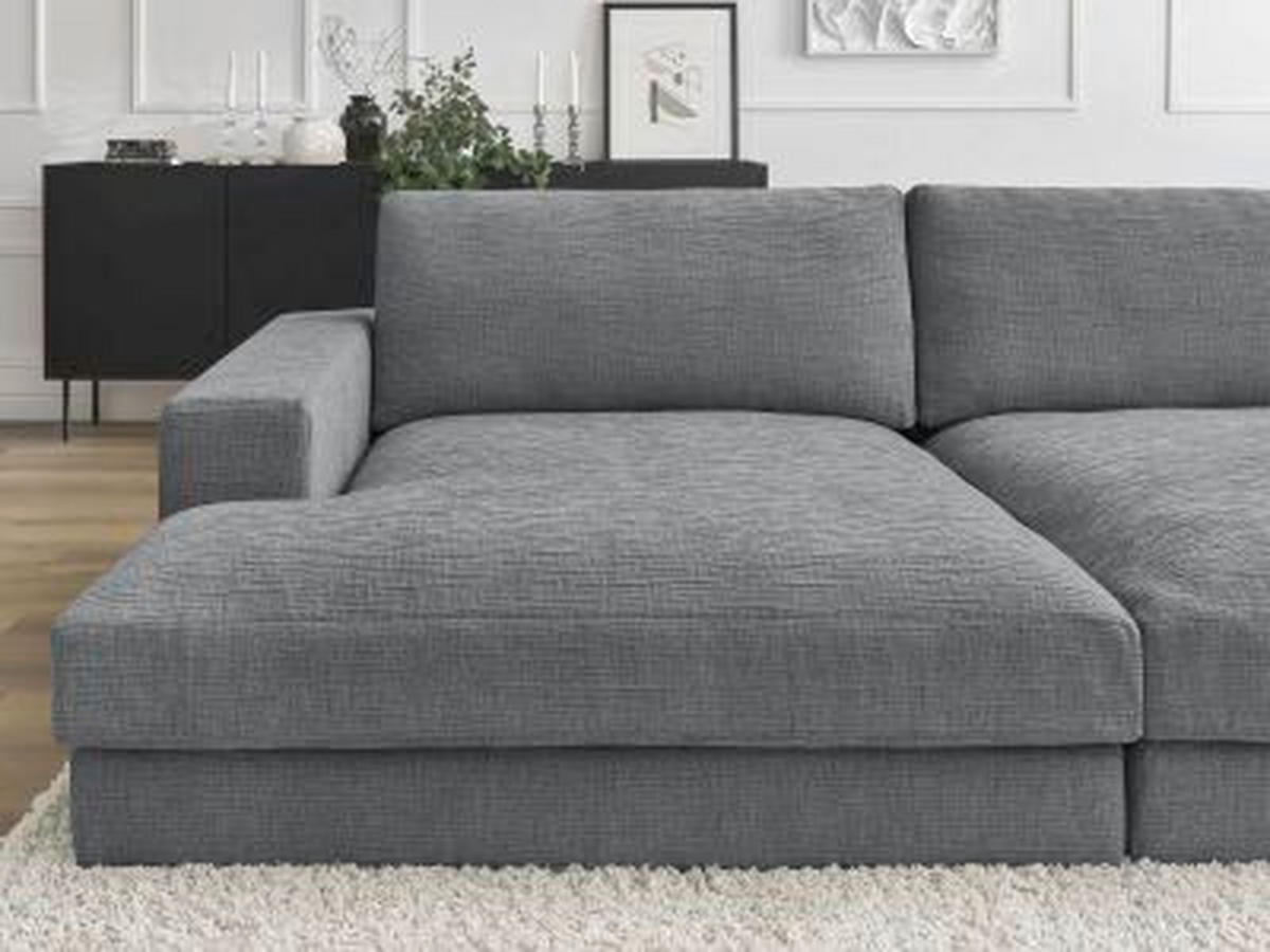 BIGSOFA LEONARD Struktur Dunkelgrau  - Dunkelgrau/Schwarz, MODERN, Kunststoff/Textil (274/77/159cm)