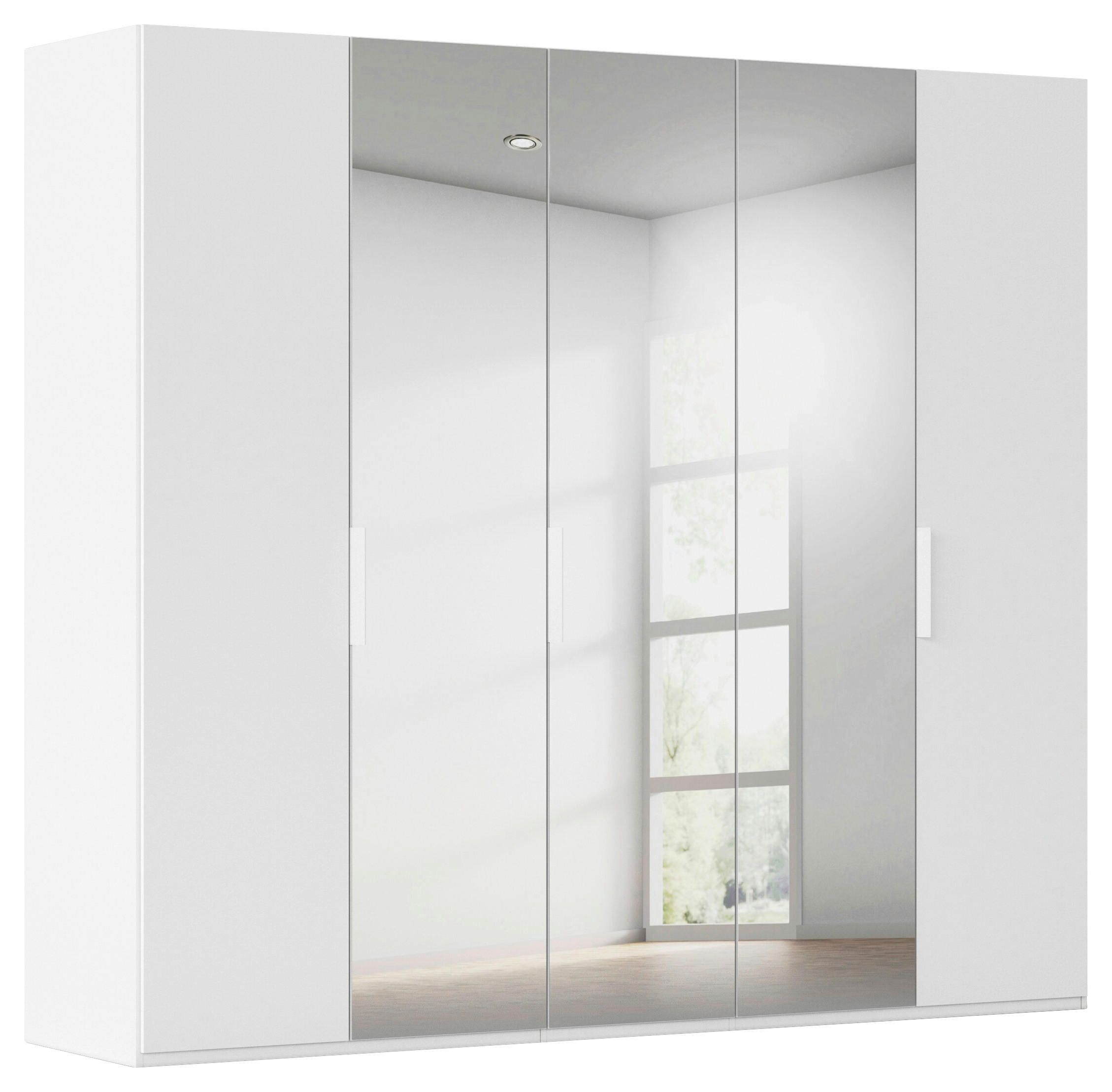 DREHTÜRENSCHRANK 251/223/61 cm,  in Weiß, 5-türig  - Weiß, Basics, Glas/Holzwerkstoff (251/223/61cm) - Novel