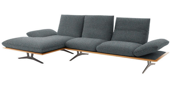 ECKSOFA in Flachgewebe Blaugrau  - Blaugrau/Schwarz, Design, Holz/Textil (159/314cm) - Dieter Knoll