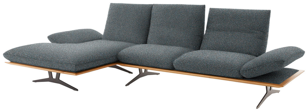 ECKSOFA in Flachgewebe Blaugrau  159/314 cm  - Blaugrau/Schwarz, Design, Holz/Textil (159/314cm) - Dieter Knoll