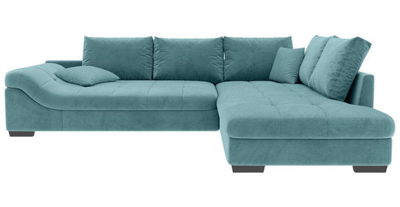 ECKSOFA Türkis Cord - Türkis/Schwarz, KONVENTIONELL, Holz/Textil (298/202cm) - Carryhome