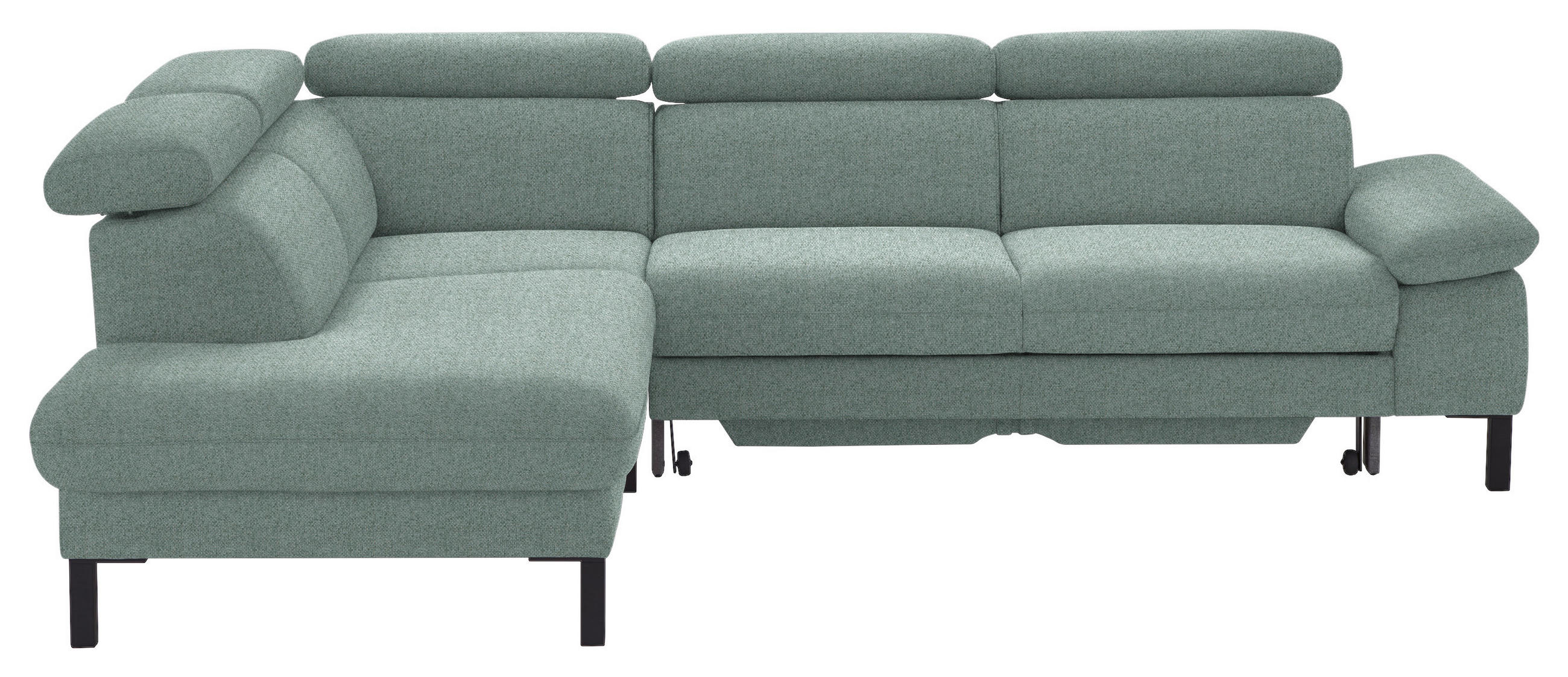 ECKSOFA in Flachgewebe Mintgrün  - Schwarz/Mintgrün, Design, Holzwerkstoff/Textil (217/272cm) - Pure Home Comfort