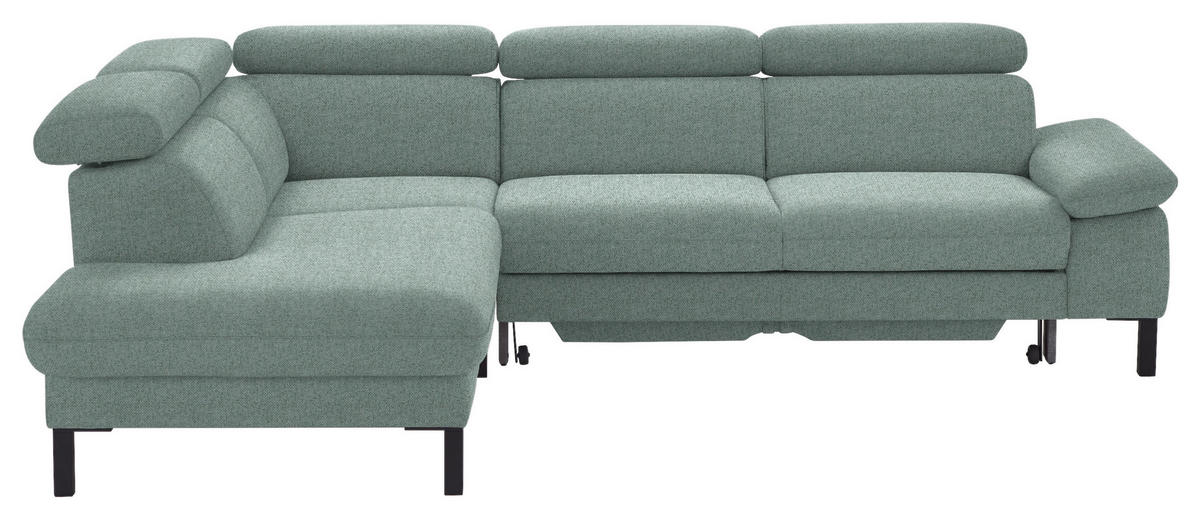 ECKSOFA in Flachgewebe Mintgrün  - Schwarz/Mintgrün, Design, Holzwerkstoff/Textil (217/272cm) - Pure Home Comfort