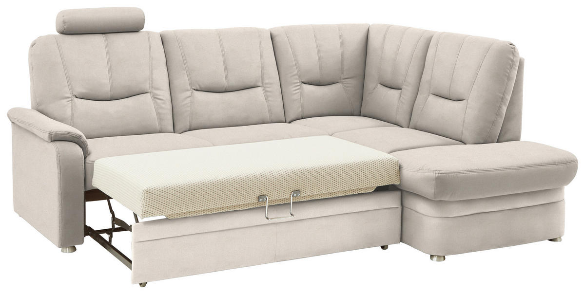 ECKSOFA Chenille Naturfarben  - Schwarz/Naturfarben, Konventionell, Kunststoff/Textil (235/185cm) - Beldomo Comfort