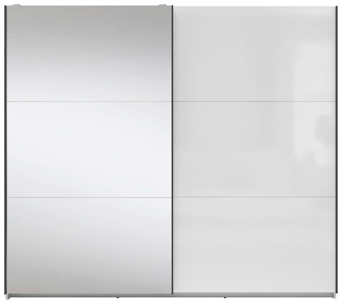 SCHWEBETÜRENSCHRANK 220/195,5/60 cm 2-türig Weiß Hochglanz, Klar  - Klar/Weiß Hochglanz, MODERN, Glas/Holzwerkstoff (220/195,5/60cm) - MID.YOU