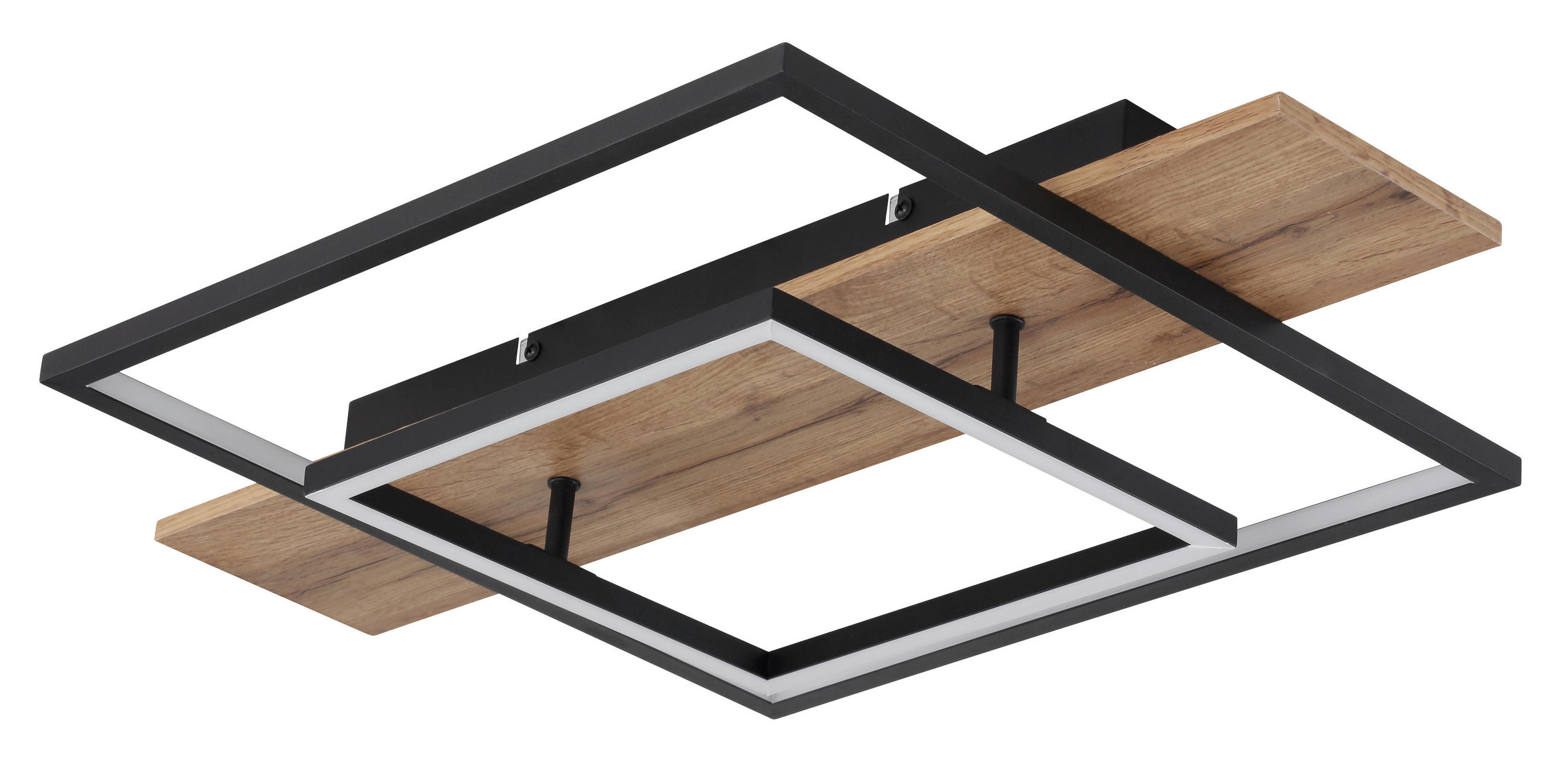 DECKENLEUCHTE 24 W    60/40/10 cm  - Opal/Schwarz, Trend, Holzwerkstoff/Kunststoff (60/40/10cm) - Globo