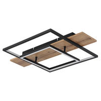 DECKENLEUCHTE 24 W    60/40/10 cm  - Opal/Schwarz, Trend, Holzwerkstoff/Kunststoff (60/40/10cm) - Globo