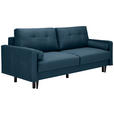 SCHLAFSOFA  in Samt Blau  - Blau/Schwarz, KONVENTIONELL, Holz/Textil (220/95/98cm) - Carryhome