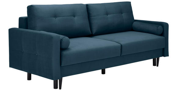 SCHLAFSOFA  in Samt Blau  - Blau/Schwarz, KONVENTIONELL, Holz/Textil (220/95/98cm) - Carryhome