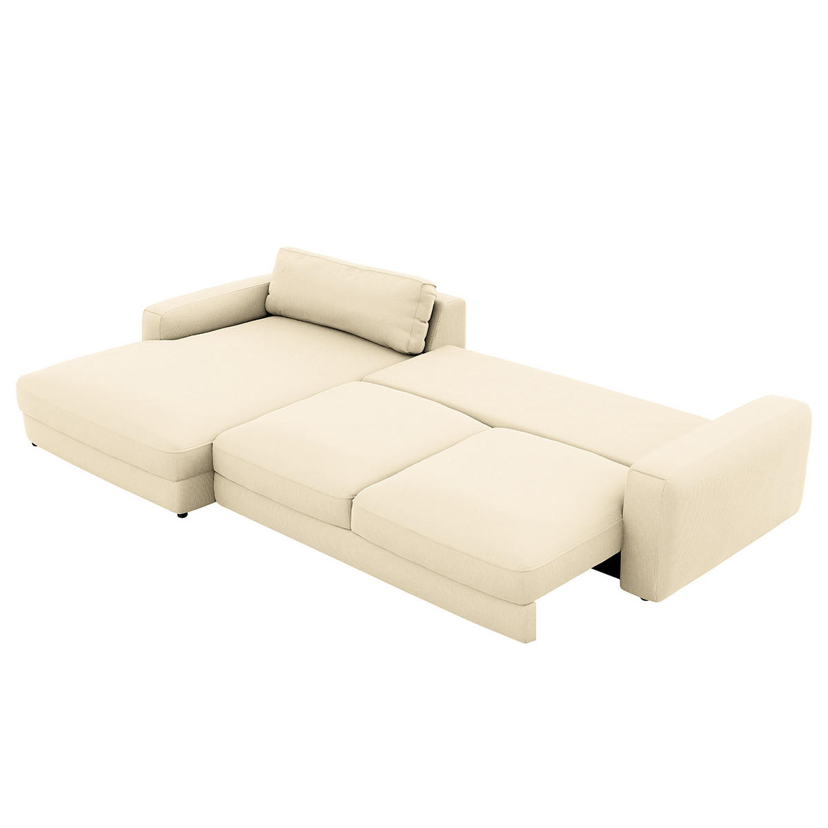 ECKSOFA in Cord Creme  - Creme/Schwarz, MODERN, Textil (176/84/303cm) - Trendmanufaktur
