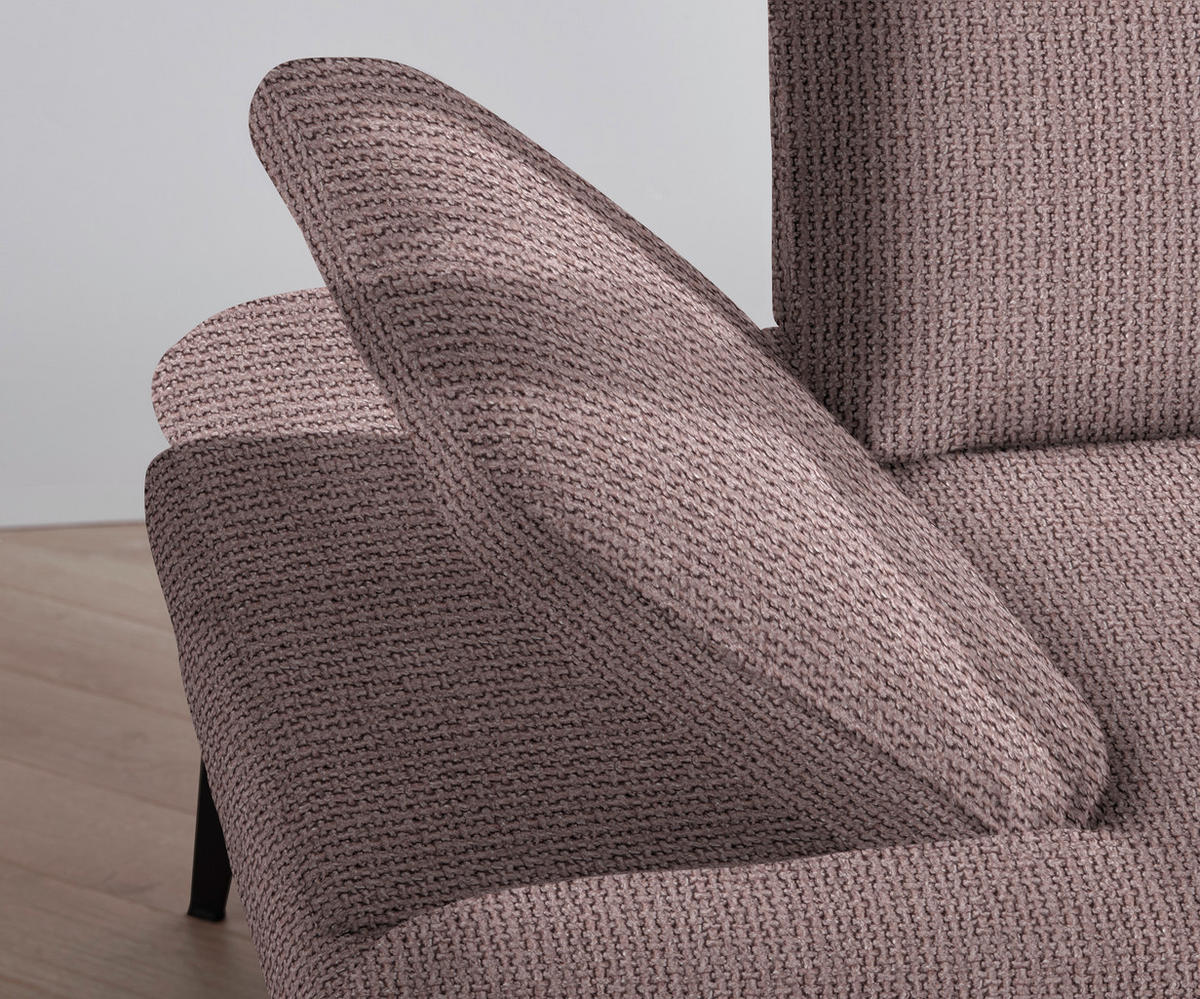 ECKSOFA in Webstoff Altrosa  289/180 cm  - Schwarz/Altrosa, Design, Textil/Metall (289/180cm) - Stylife