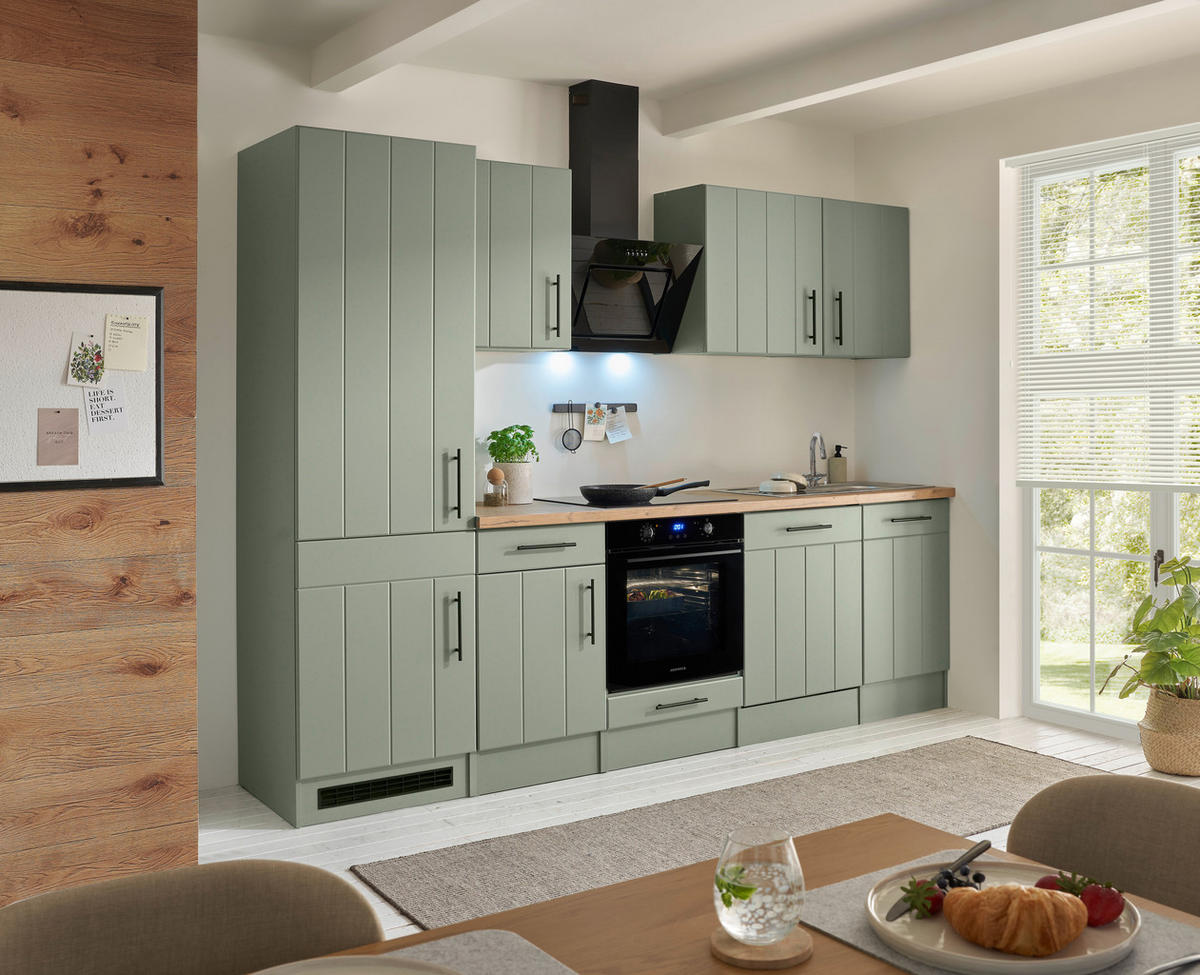 KÜCHENBLOCK 280 cm   in Wildeiche, Schilfgrün  - Schilfgrün/Wildeiche, Trend, Holzwerkstoff/Metall (280cm) - Respekta