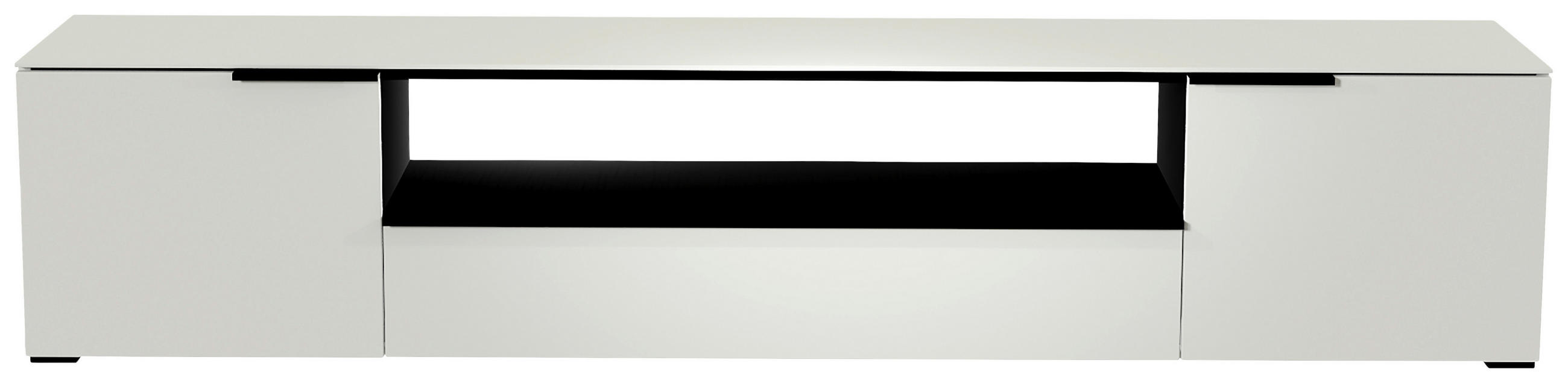LOWBOARD Schwarz, Weiss  210/43/45 cm  - Weiss/Schwarz, Design, Glas/Holzwerkstoff (210/43/45cm) - Moderano