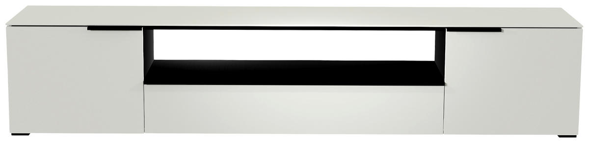 LOWBOARD Schwarz, Weiss  210/43/45 cm  - Weiss/Schwarz, Design, Glas/Holzwerkstoff (210/43/45cm) - Moderano