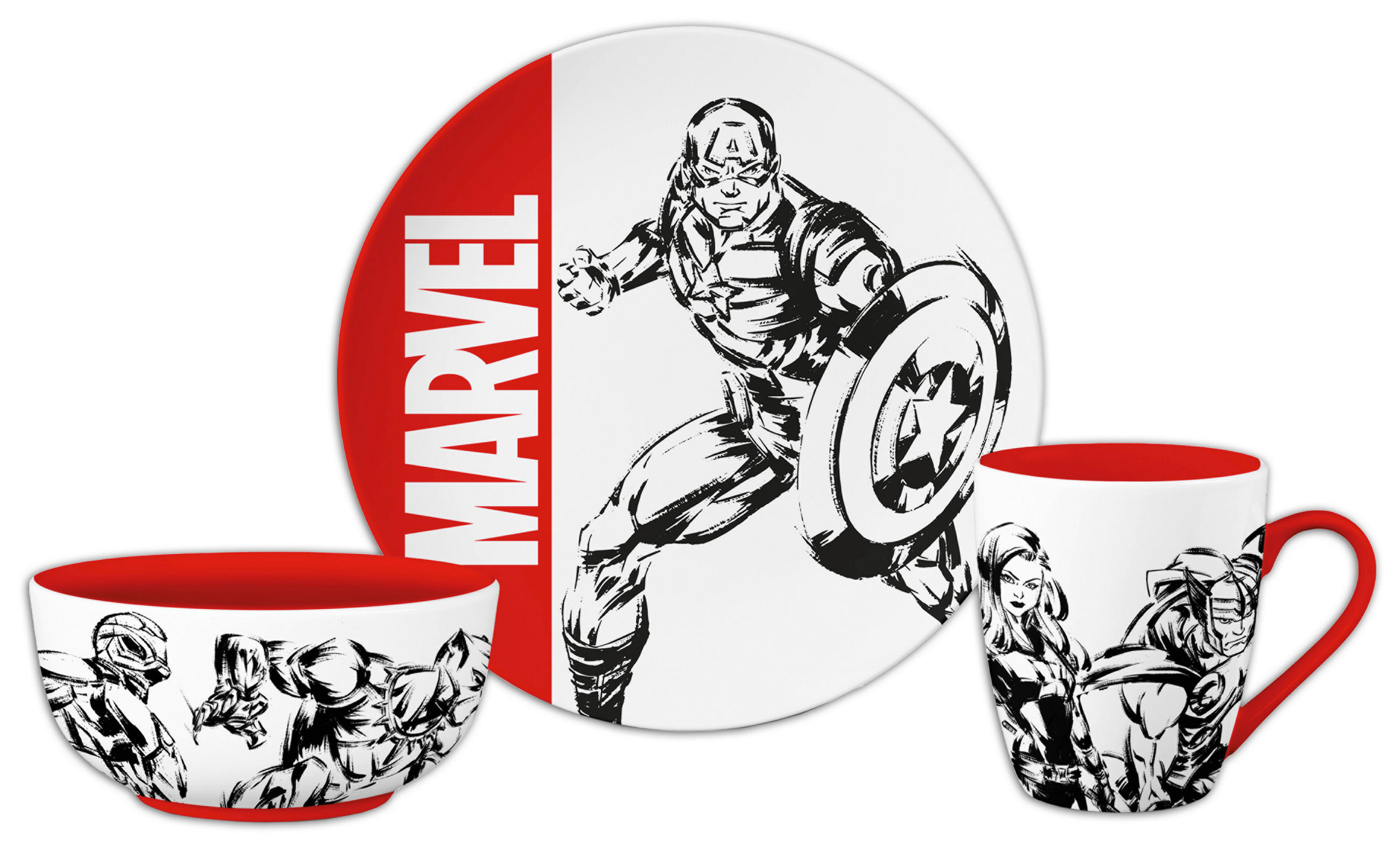 FRÜHSTÜCKSSERVICE Multicolor Marvel  - Multicolor, Basics, Keramik (23,5/23,5/11cm) - Marvel
