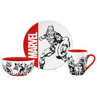FRÜHSTÜCKSSERVICE Multicolor Marvel 3-teilig 1 Personen  - Multicolor, Basics, Keramik (23,5/23,5/11cm) - Marvel