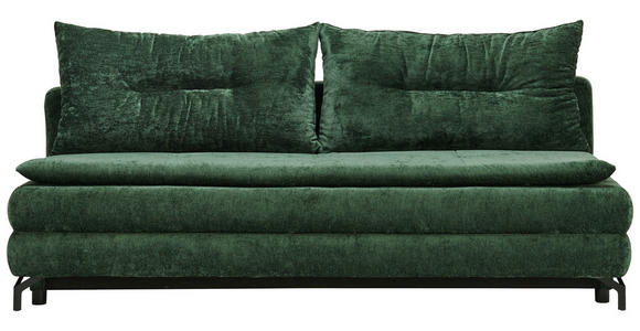 SCHLAFSOFA  in Chenille, Plüsch Grün  - Schwarz/Grün, Design, Textil/Metall (208/73-92/102cm) - Novel