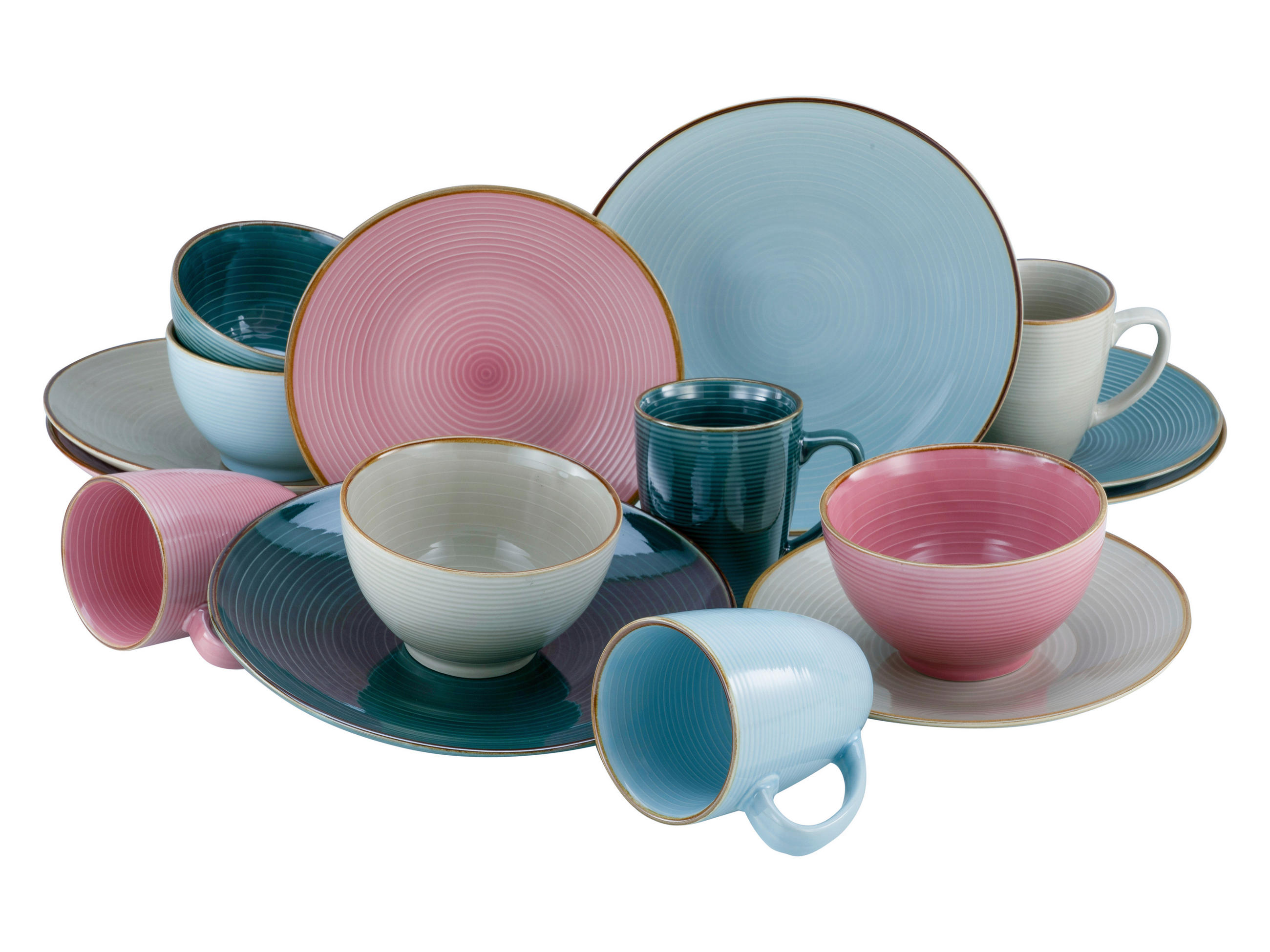 KOMBISERVICE Multicolor 16-teilig 4 Personen  - Multicolor, Trend, Stein (33,5/27,5/35cm) - Creatable